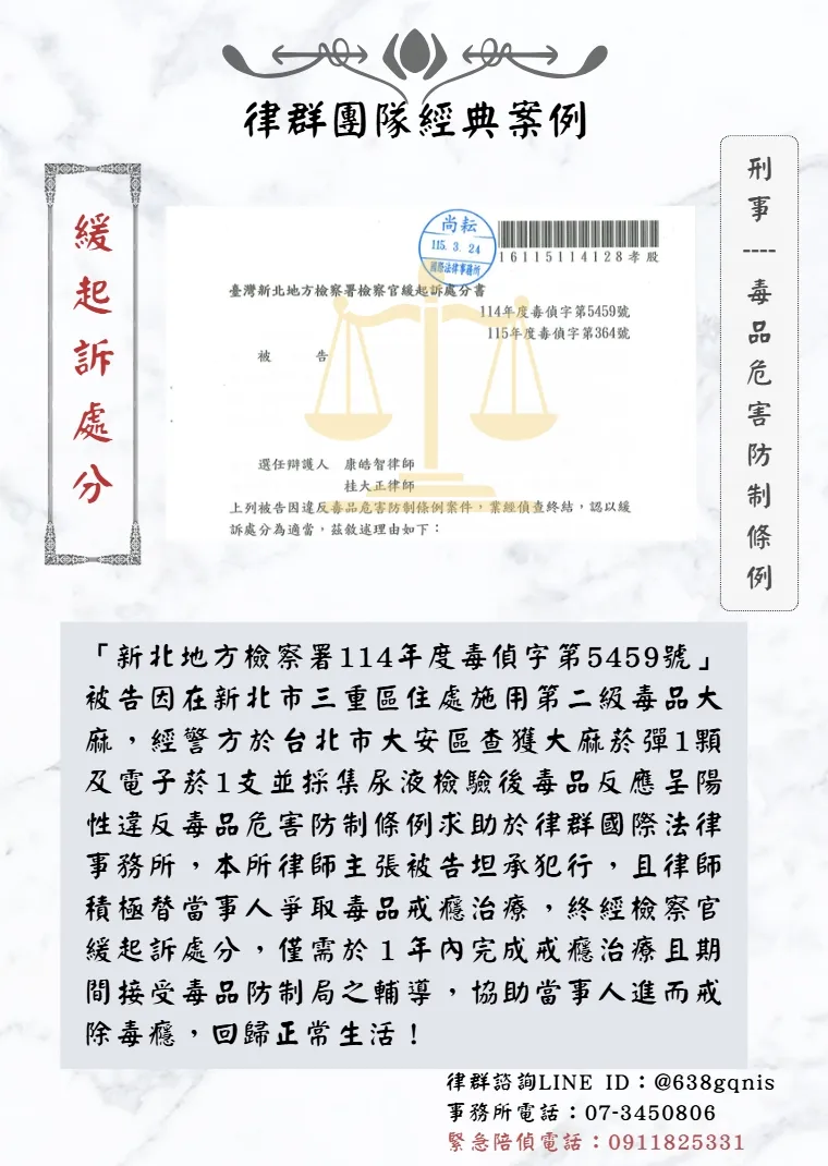 刑事｜毒品危害防制條例｜緩起訴處分