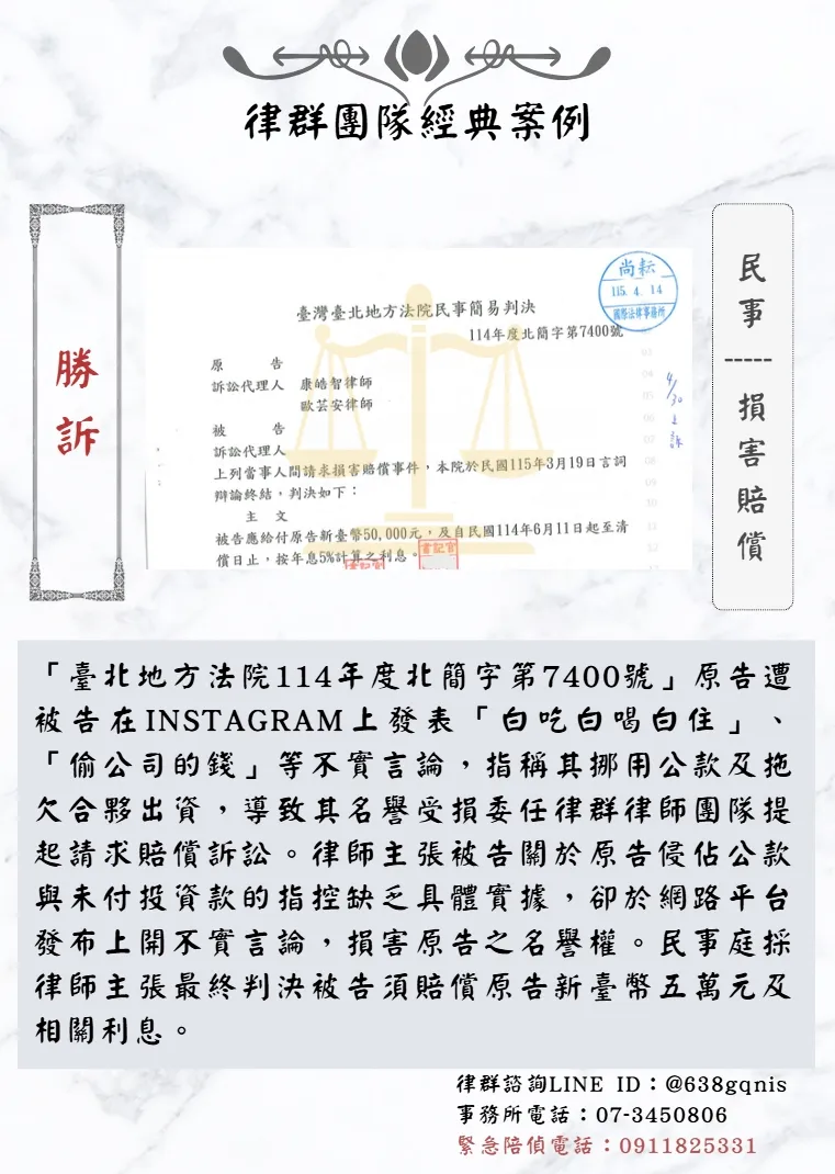 民事｜損害賠償｜勝訴