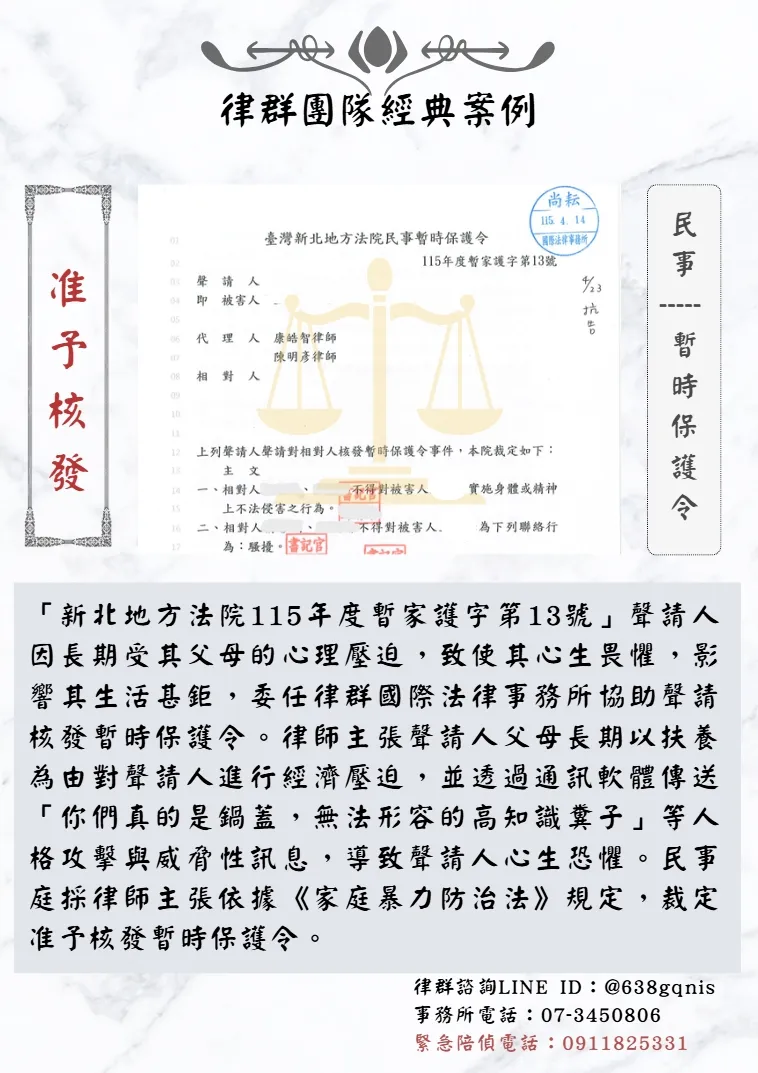 民事｜暫時保護令｜准予核發