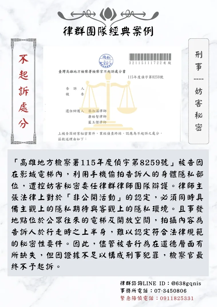 刑事｜妨害祕密｜不起訴處分