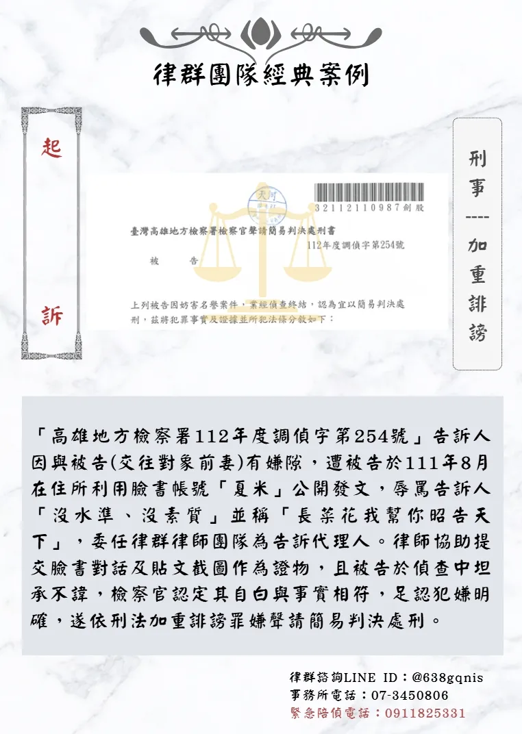 刑事｜加重誹謗｜起訴