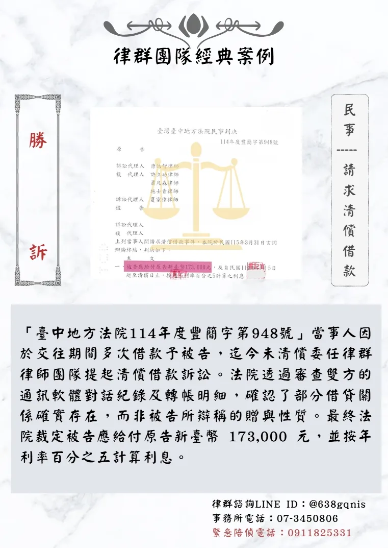 民事｜請求清償借款｜勝訴