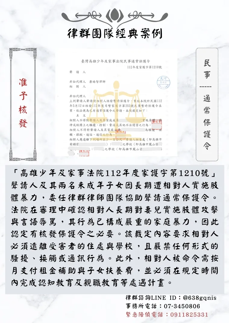 民事｜通常保護令｜准予核發