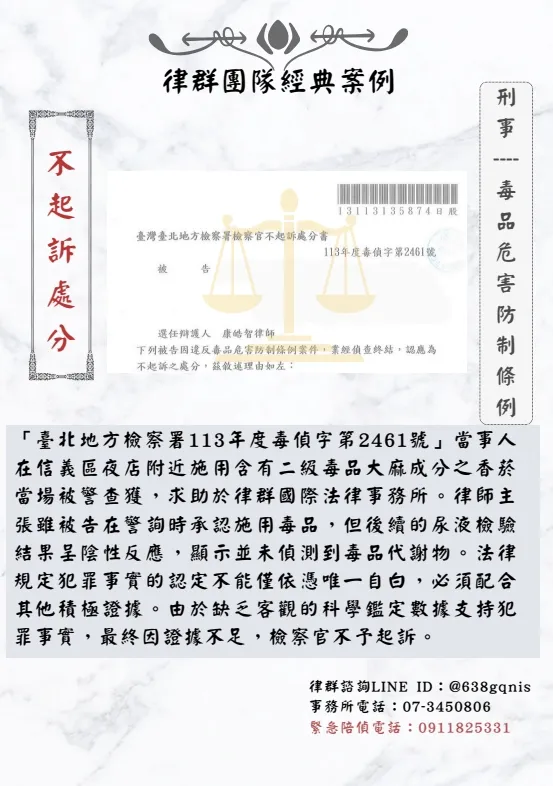 刑事｜毒品危害防制條例｜不起訴處分