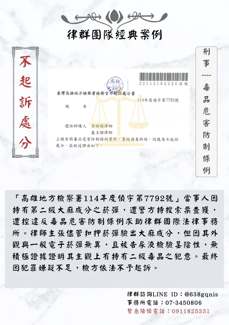 刑事｜毒品危害防制條例｜不起訴處分