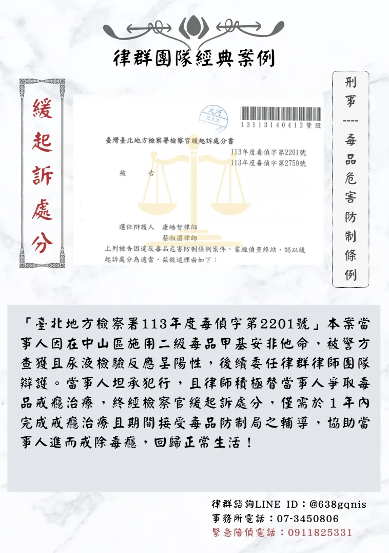 刑事｜毒品危害防制條例｜緩起訴處分