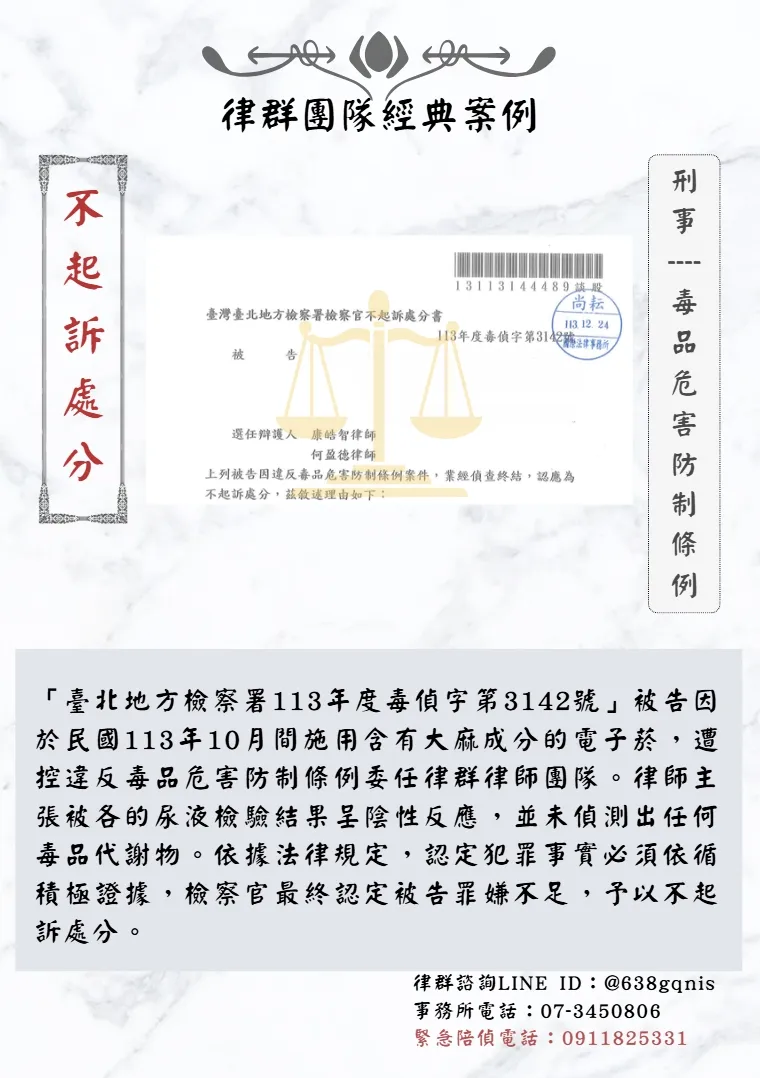 刑事｜毒品危害防制條例｜不起訴處分