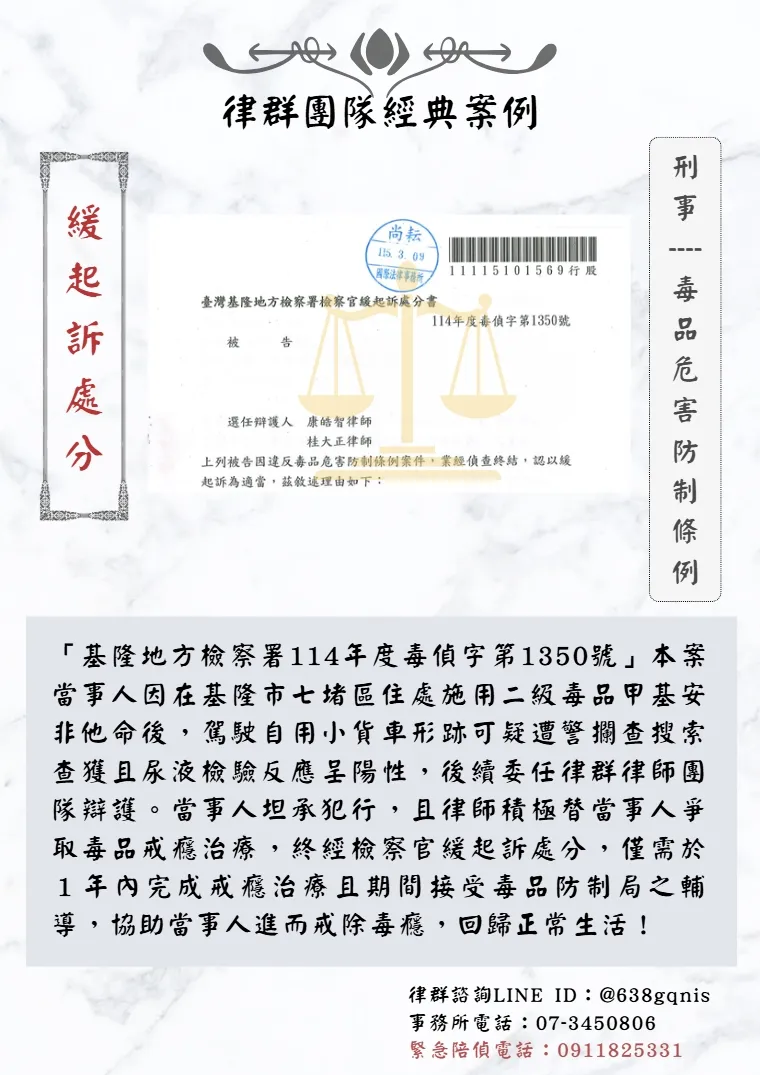 刑事｜毒品危害防制條例｜緩起訴處分