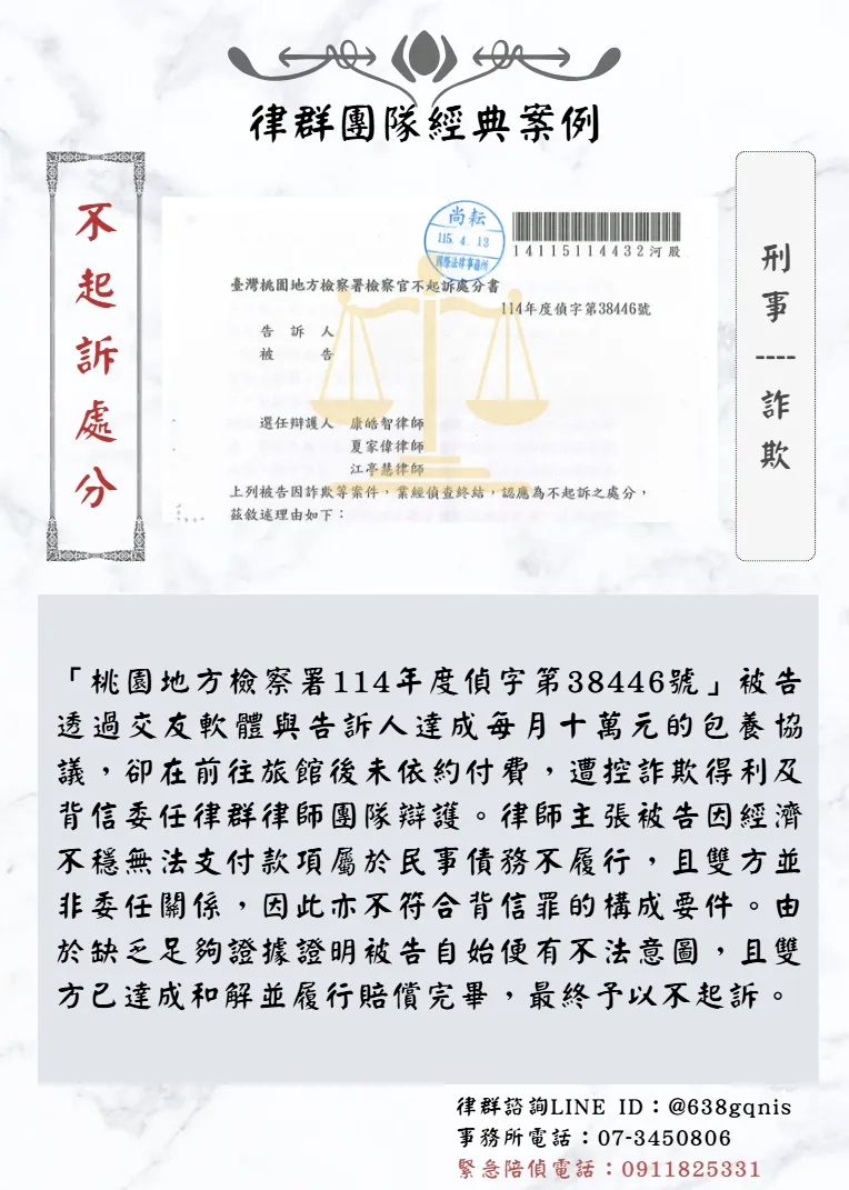 刑事｜詐欺｜不起訴處分