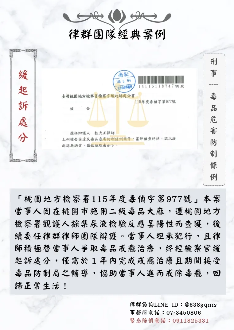 刑事｜毒品危害防制條例｜緩起訴處分