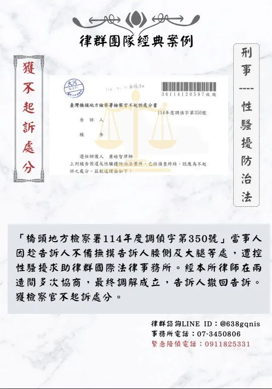 刑事｜性騷擾防治法｜獲不起訴處分