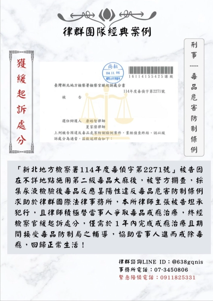 刑事｜毒品危害防制條例｜緩起訴處分