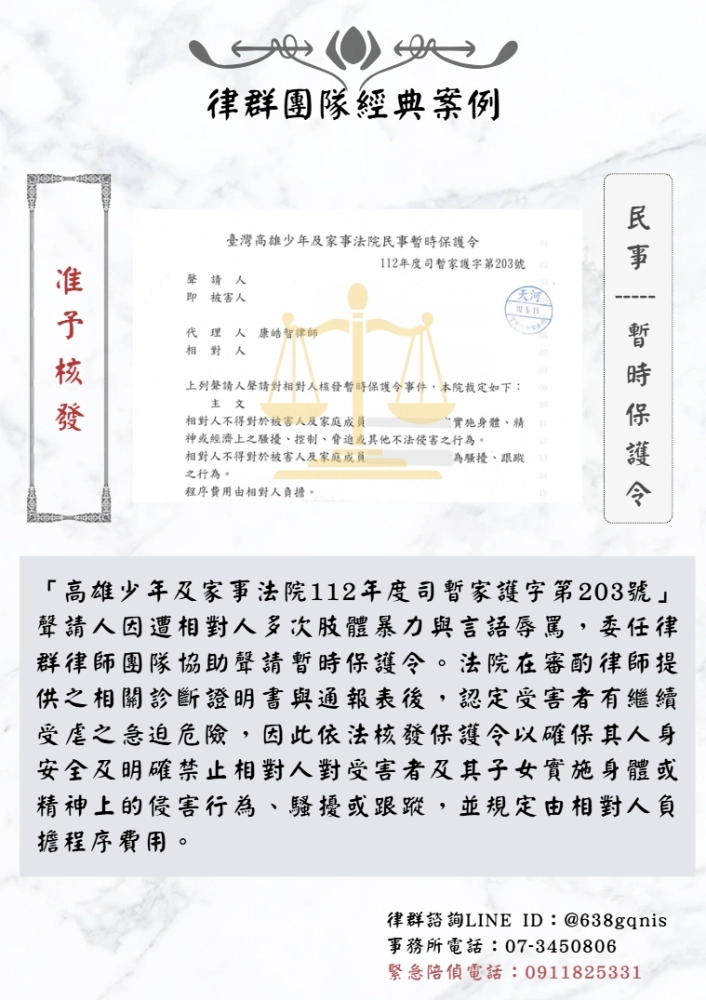 民事｜暫時保護令｜准予核發