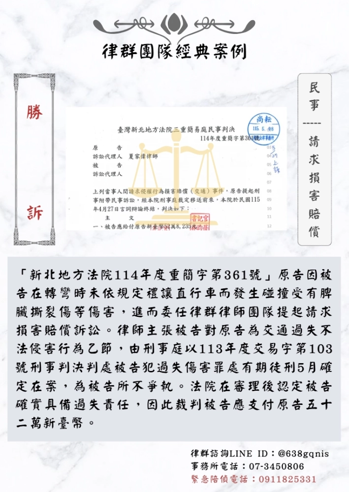 民事｜請求損害賠償｜勝訴
