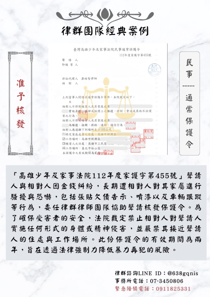 民事｜通常保護令｜准予核發