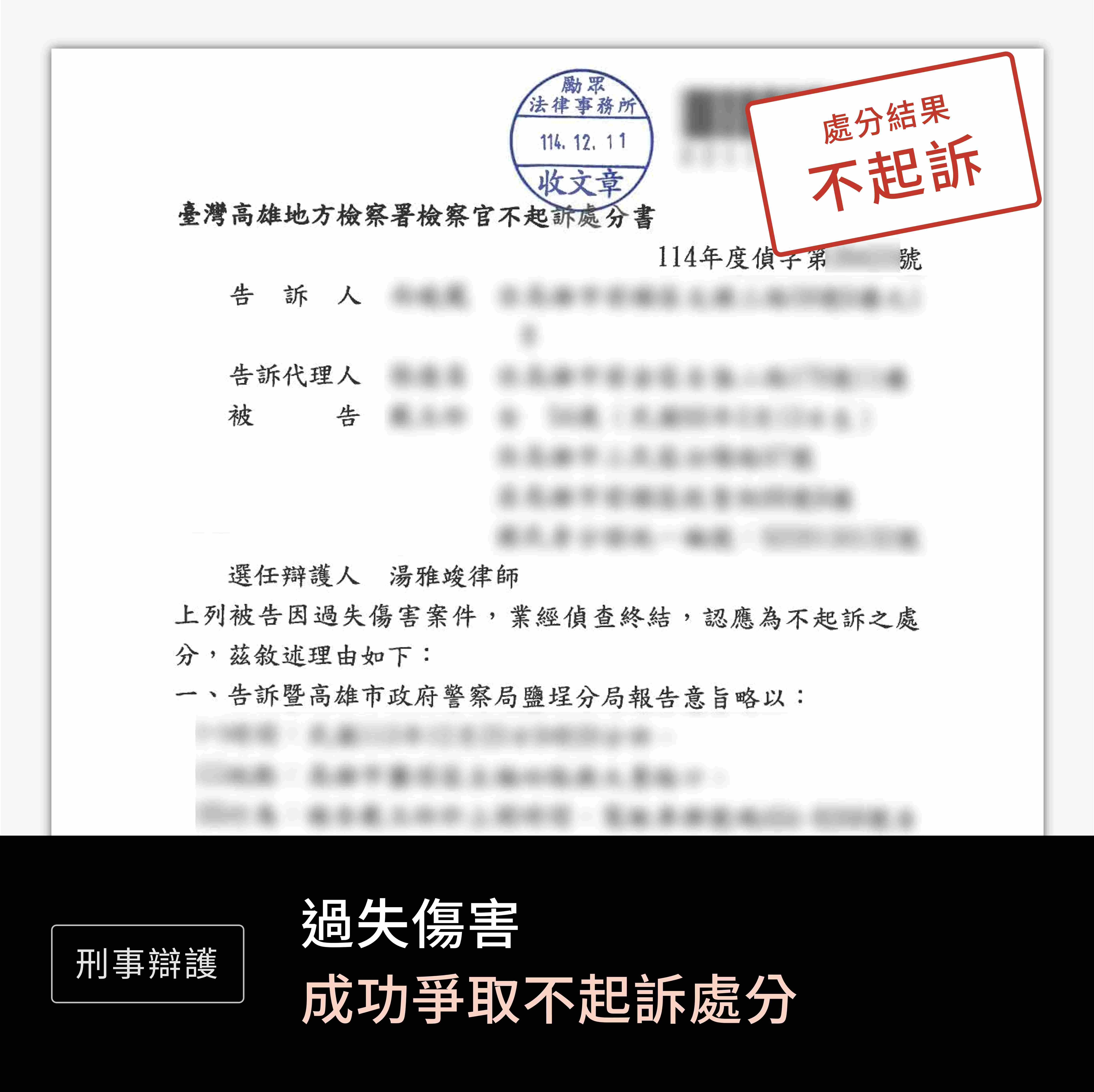 過失傷害—不起訴