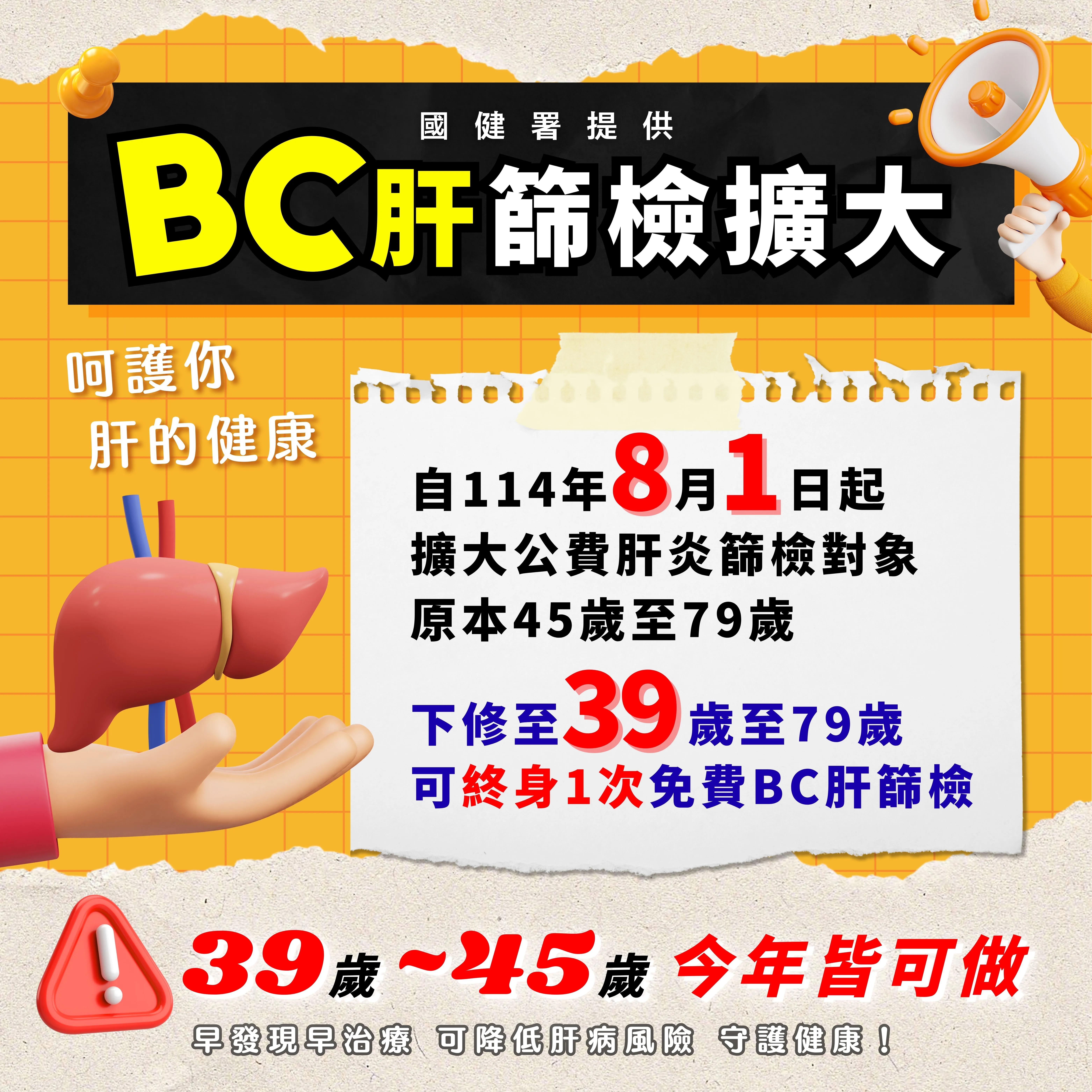 費BC肝篩檢 擴大開放中！