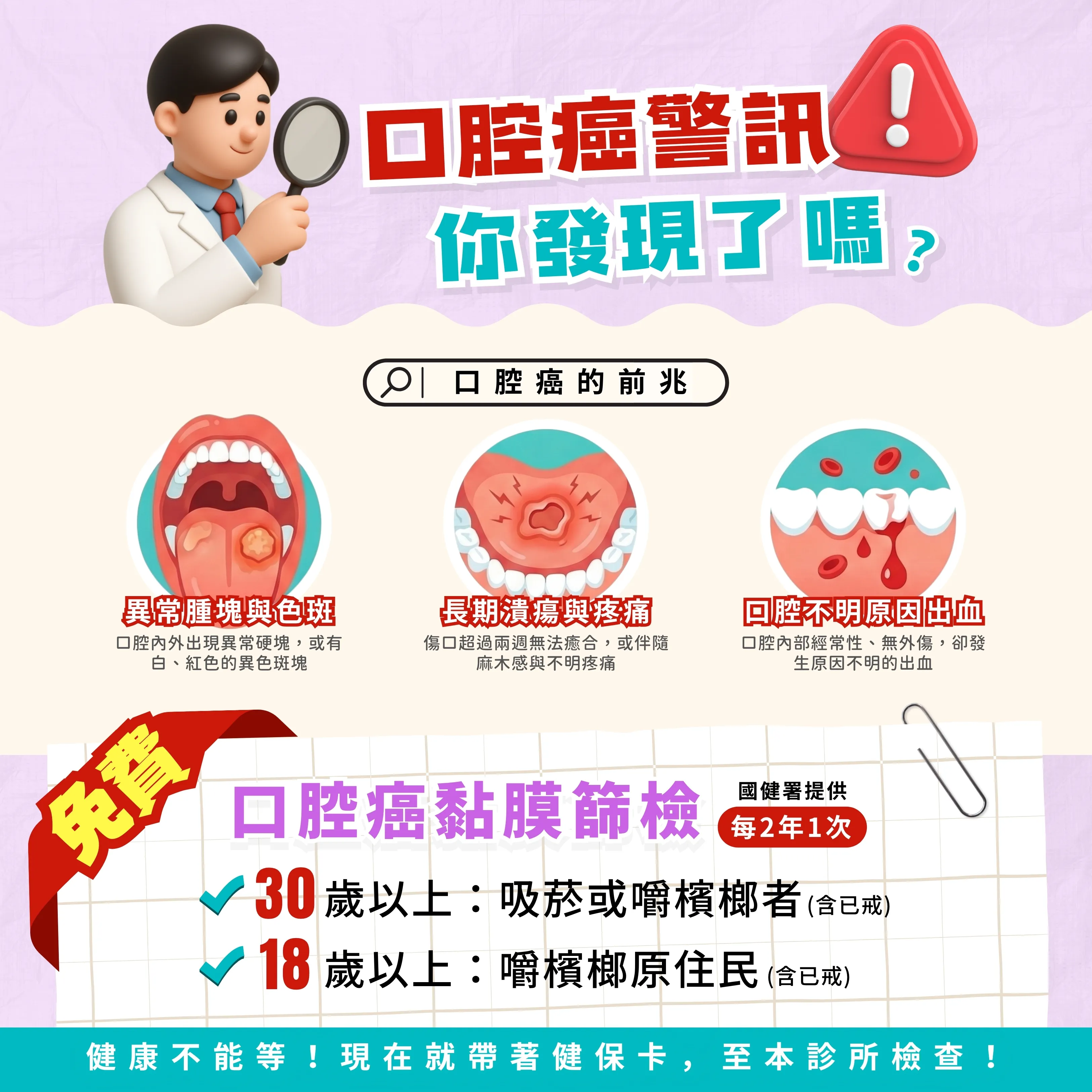 口腔癌3大警訊你發現了嗎？