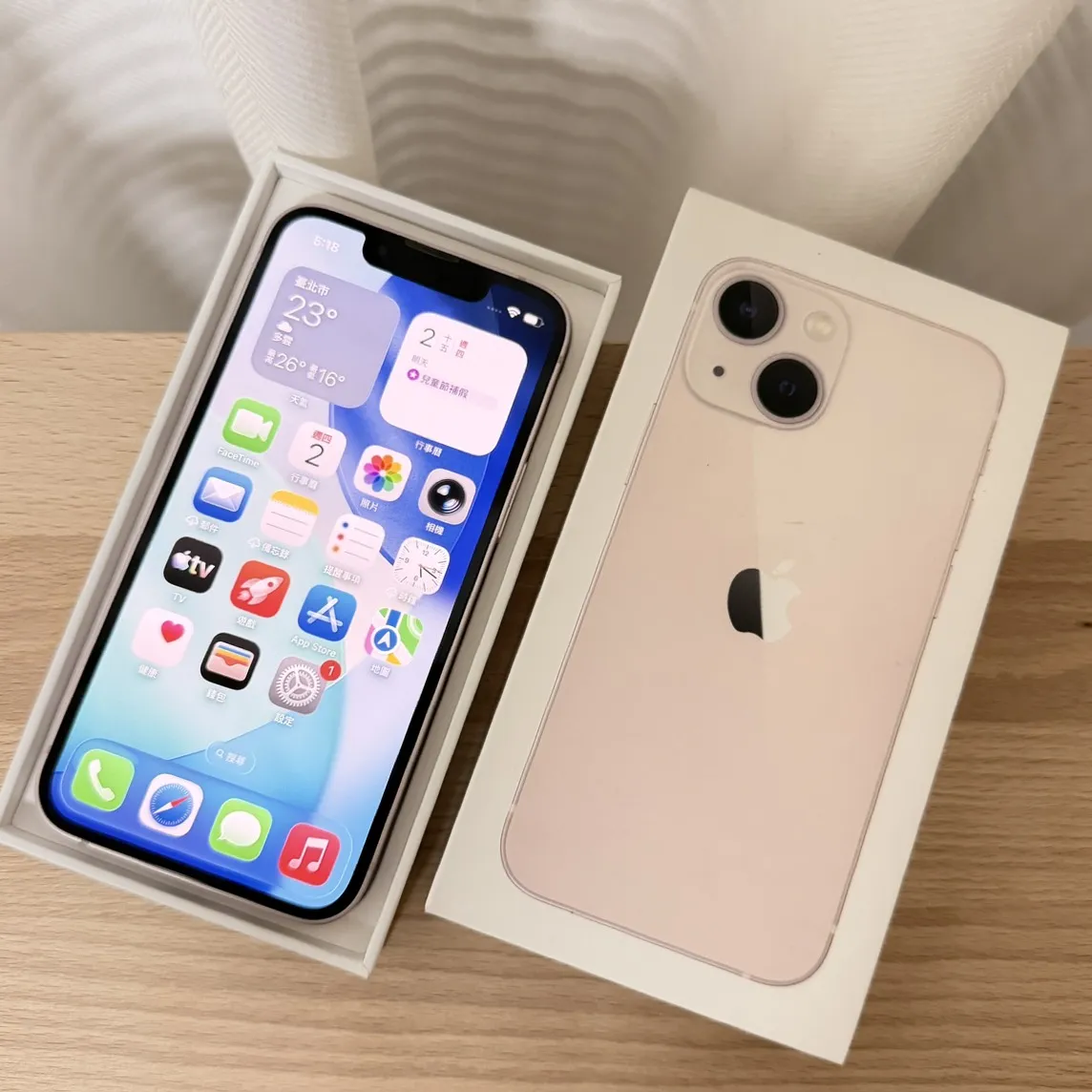 台中 Apple iPhone 13 mini 256G 5.4吋 粉色 更換原廠電池 健康度100!