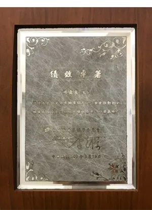 行政院青年輔導委員會績效獎牌