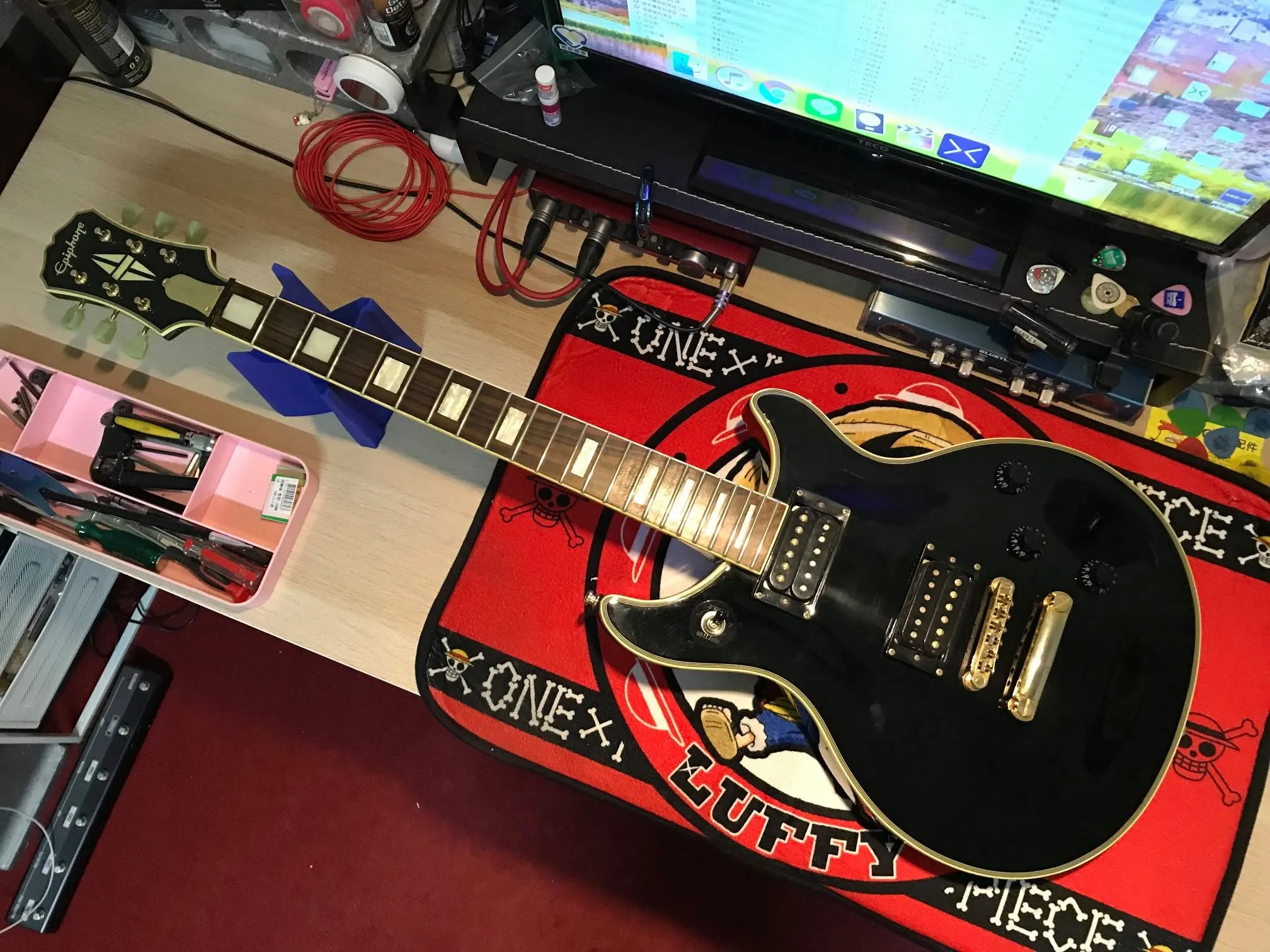 20200704_Epiphone Tak Matsumoto Ebony 換弦＆保養｜台中樂器保養｜西屯樂器保養