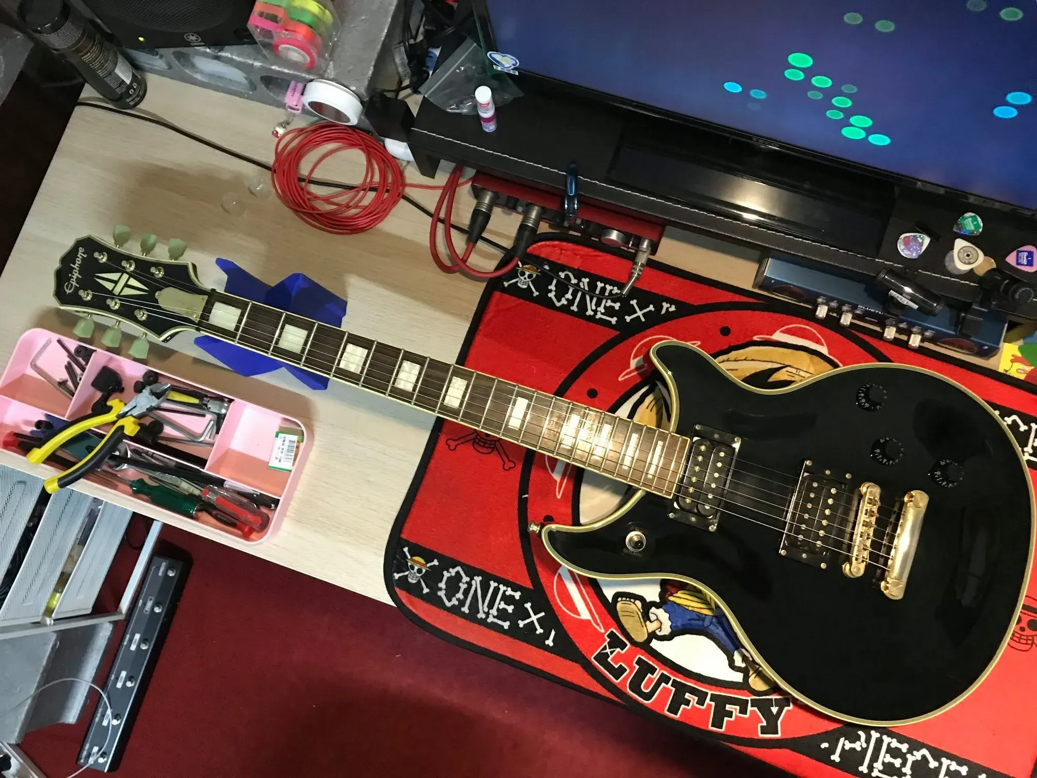 20200704_Epiphone Tak Matsumoto Ebony 換弦＆保養｜台中樂器保養｜西屯樂器保養