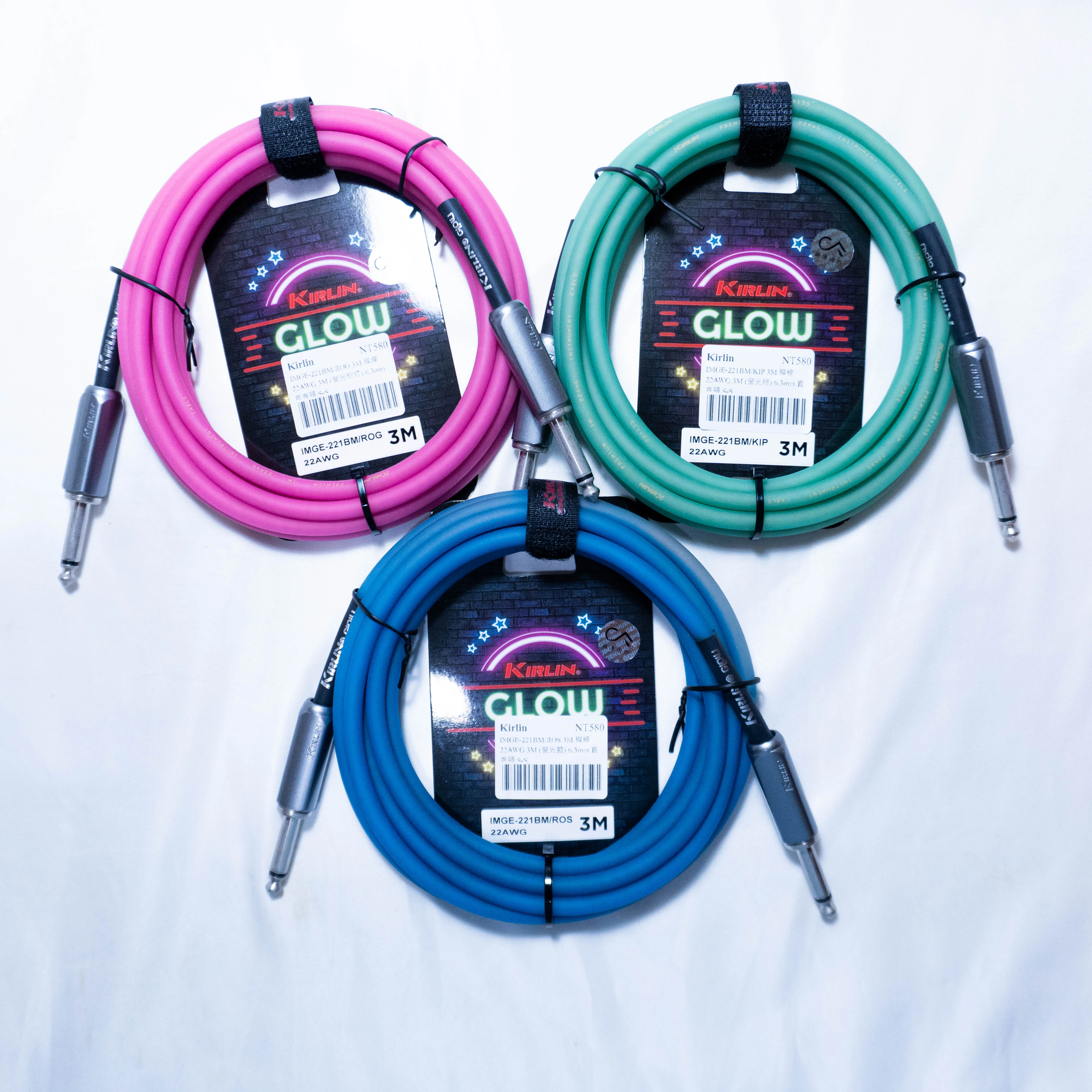 KIRLIN 3米樂器導線 雙直頭 螢光色 IMGE-221BM 