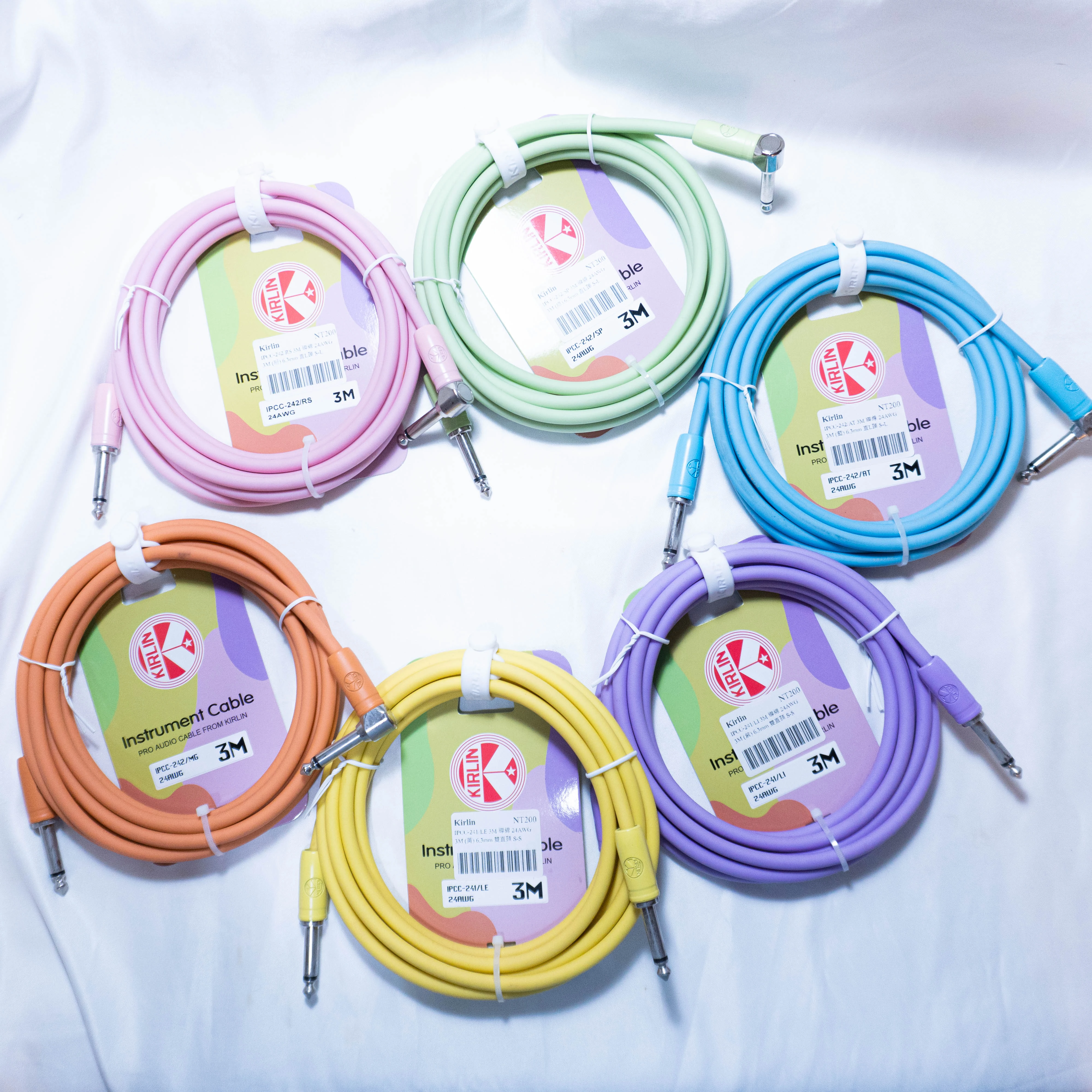 KIRLIN 3米樂器導線 雙直頭 直L頭 糖果色 IPCC-241/IPCC-242