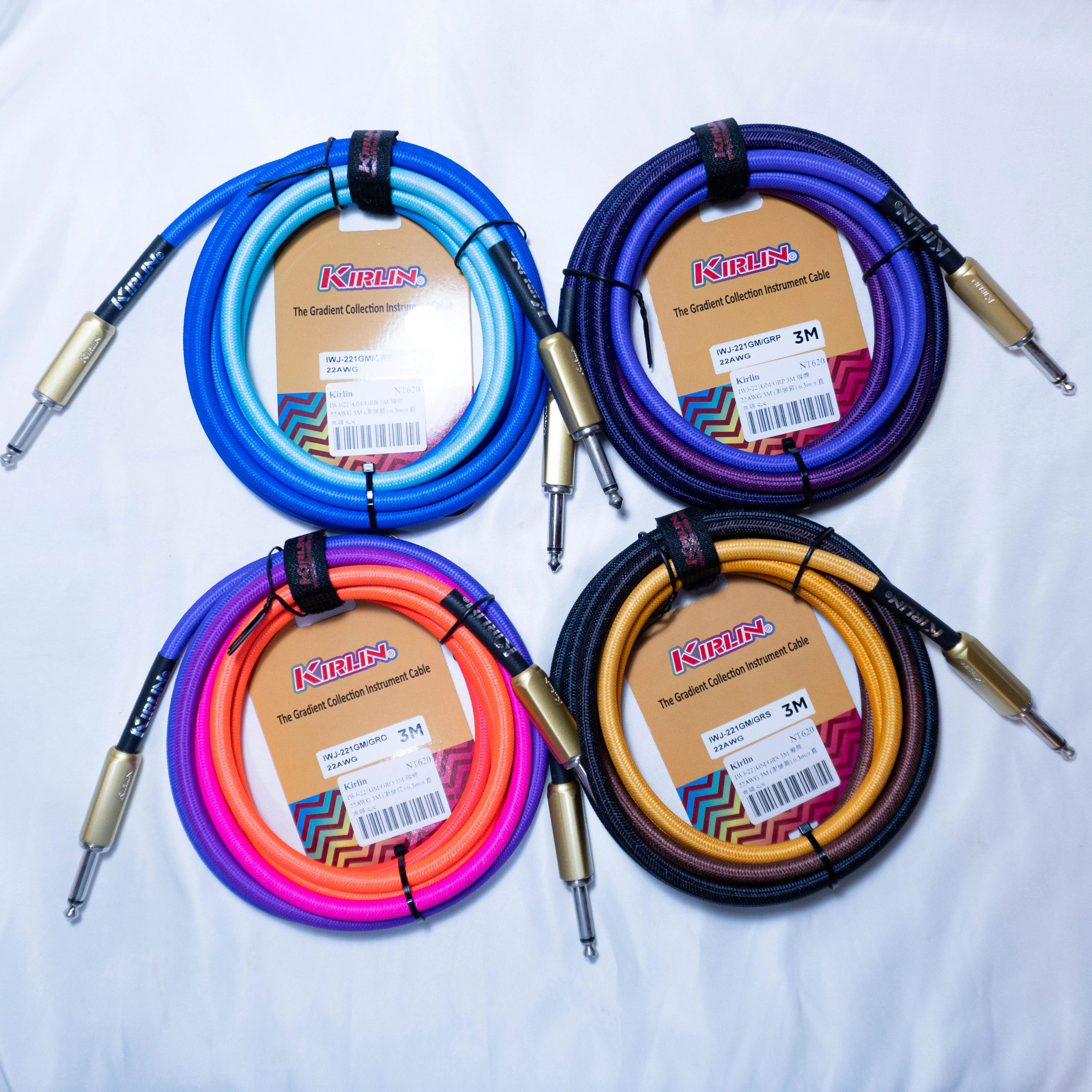 KIRLIN 3米樂器導線 雙直頭 漸層色 IWJ-221GM