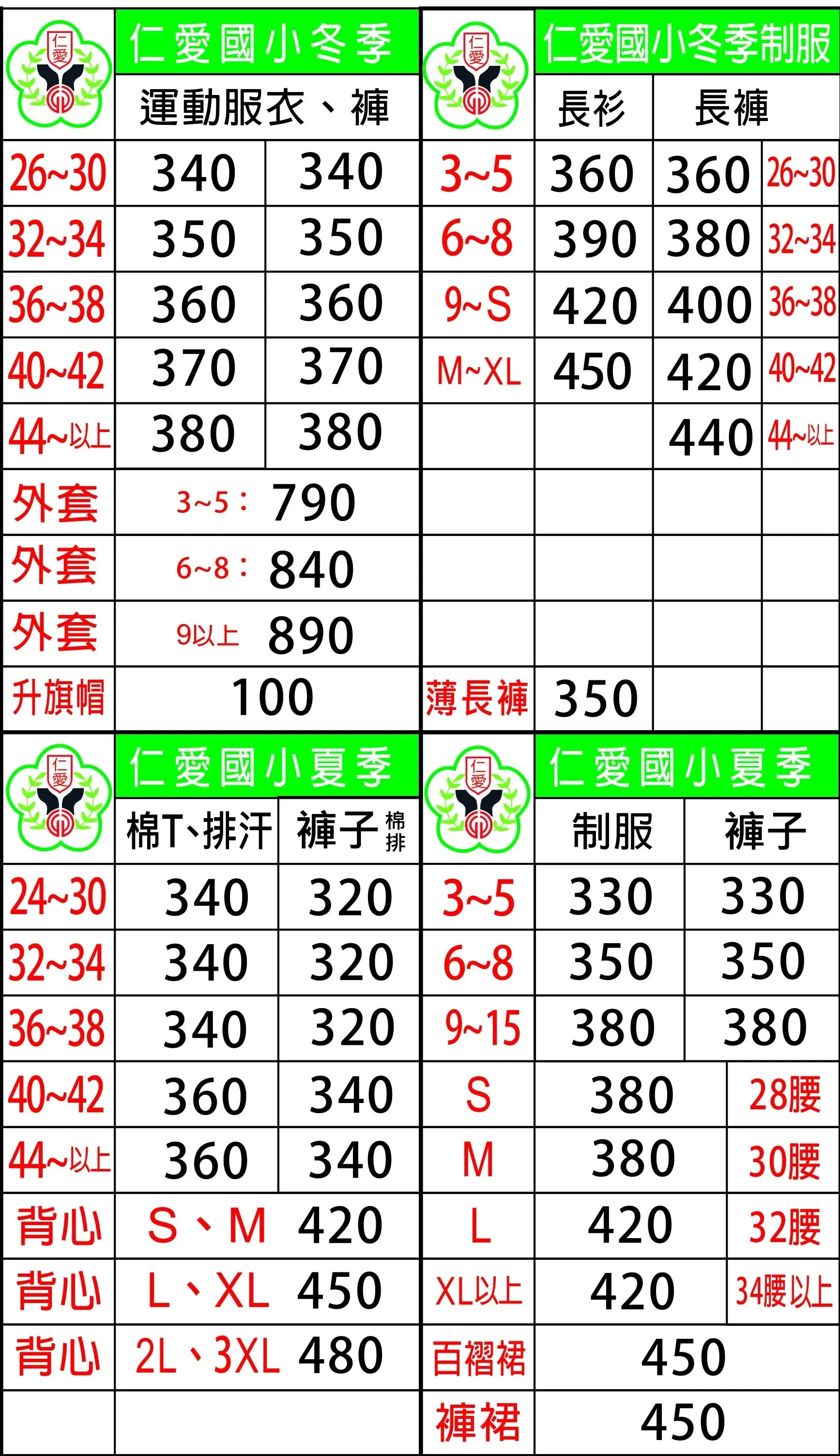 2025價目表