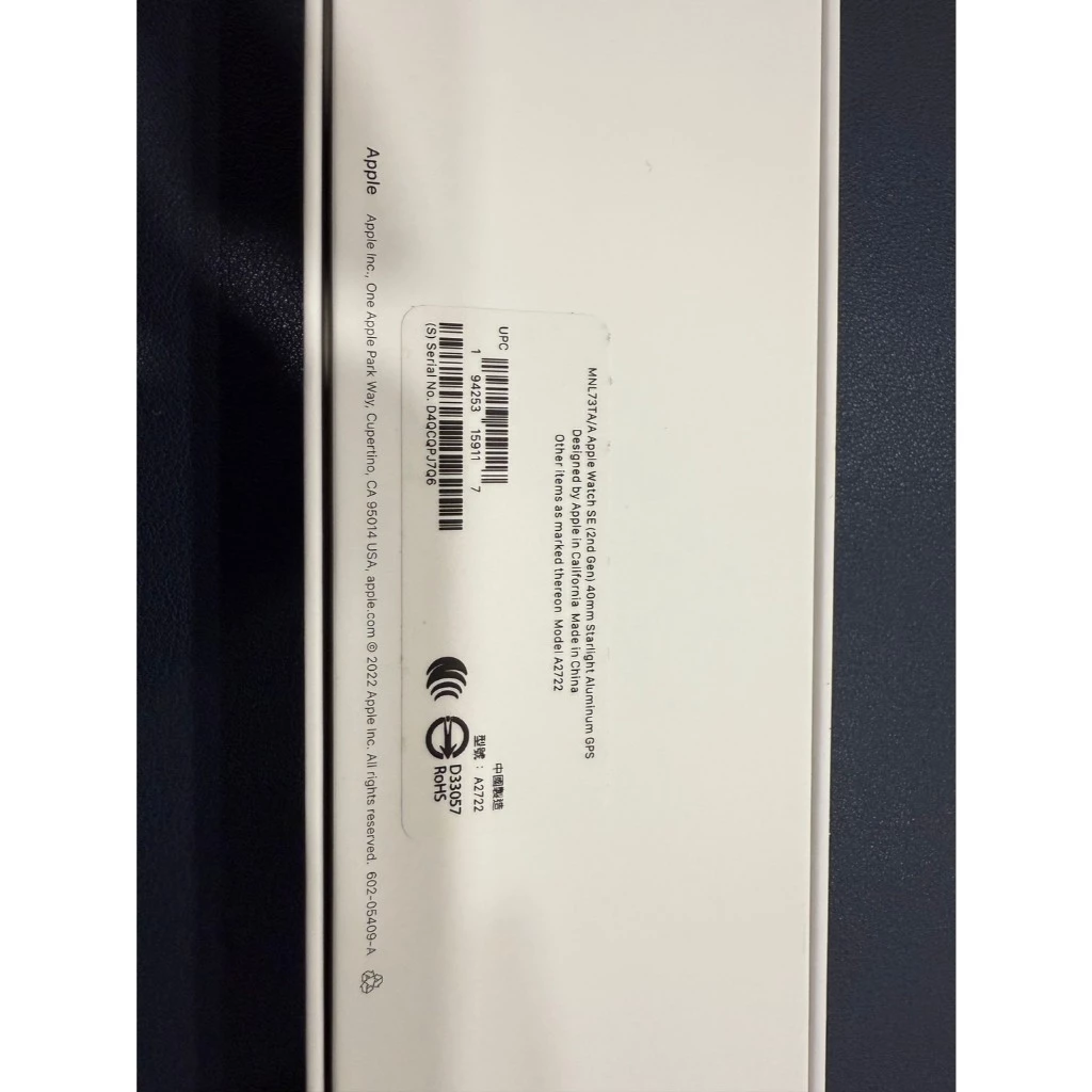 蘋果原廠 Apple Watch SE 2代 40MM GPS A2722 電池89%