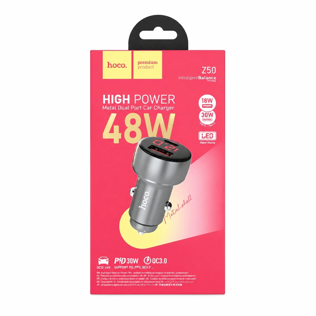 Hoco Z50 PD48W+QC 3.0 數據顯示車充