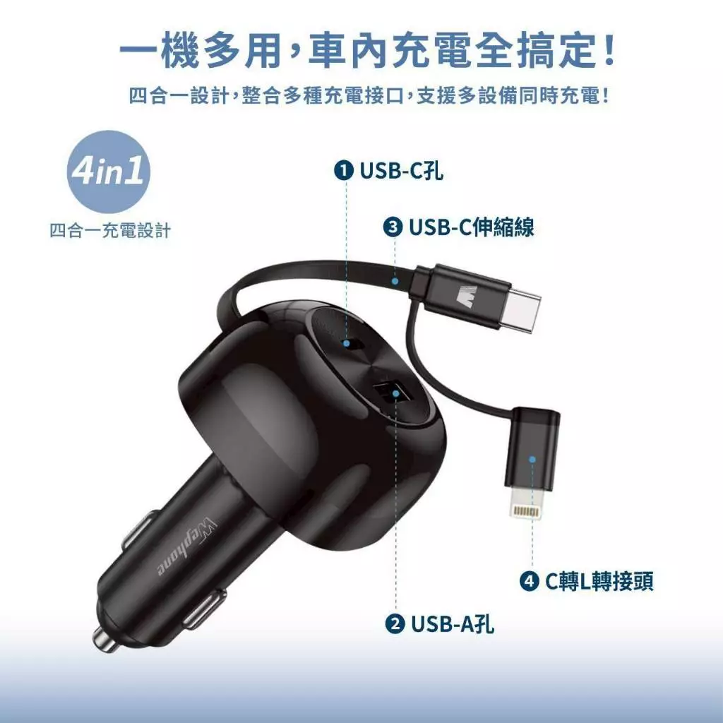 Wephone 60W四合一車用充電器