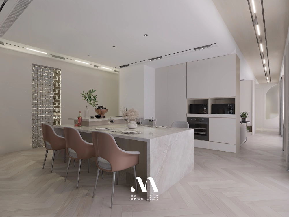 「光映餐境」 —— 餐廚核心，以大理石島台為中心展開