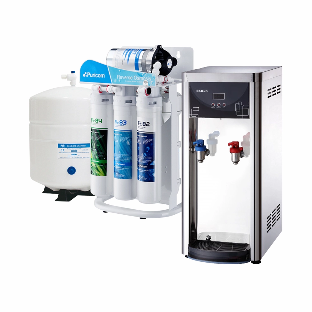 博群BQ-972【不銹鋼】溫熱型自動補水飲水機【熱交換全煮型】+普家康 快拆式 CE6T-R3 RO純水機