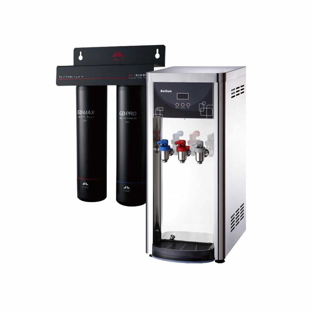 博群BQ-971【不銹鋼】冰溫熱自動補水飲水機【熱交換全煮型】搭配宮黛二道式淨水器【含安裝】