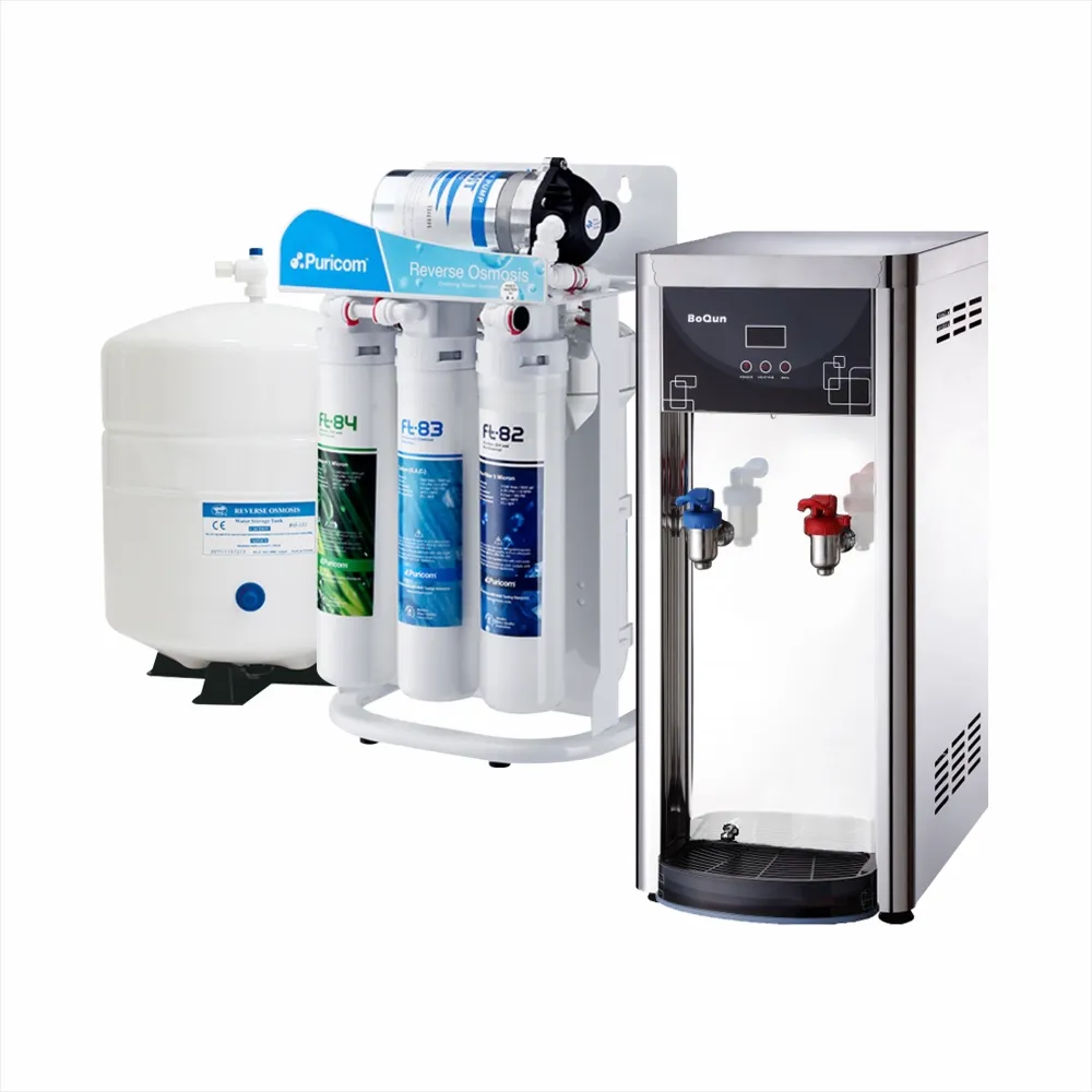 博群BQ-972【不銹鋼】溫熱型自動補水飲水機【熱交換全煮型】+普家康 快拆式 CE6T-R3 RO純水機