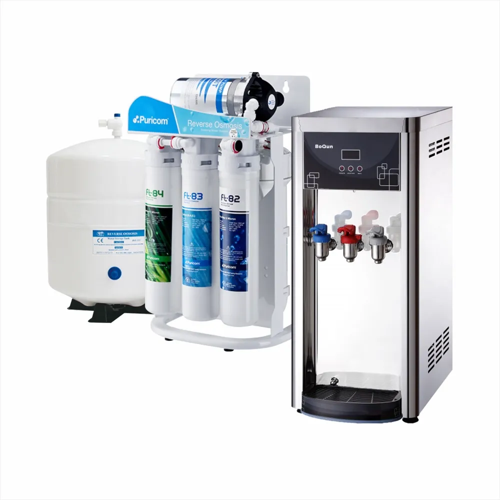 博群BQ-971【不銹鋼】溫熱型自動補水飲水機【熱交換全煮型】普家康6T快拆式RO純水機（含安裝）
