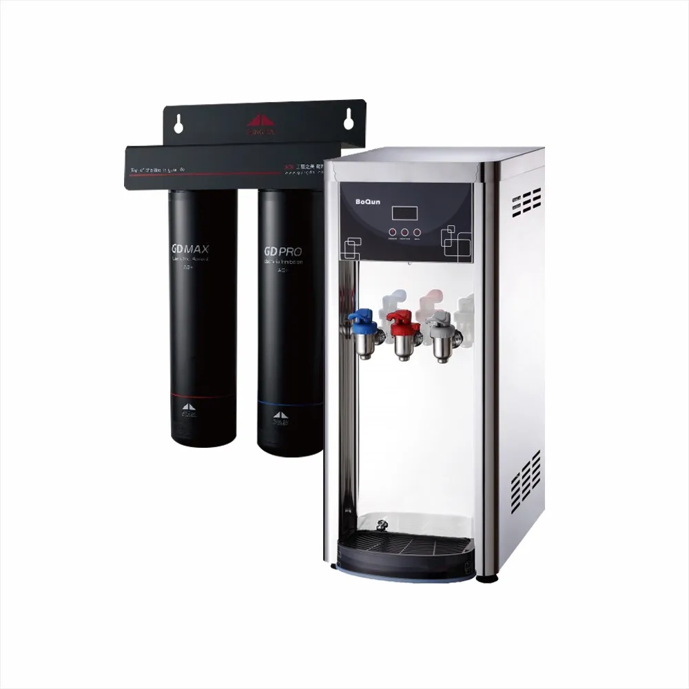 博群BQ-971【不銹鋼】冰溫熱自動補水飲水機【熱交換全煮型】搭配宮黛二道式淨水器【含安裝】