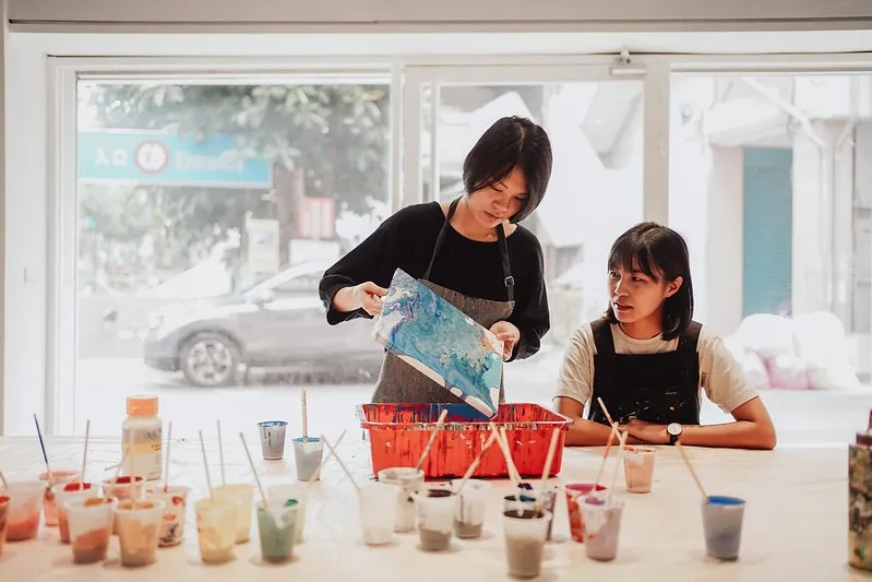 流動畫材料包/兩幅30公分作品/時鐘DIY/親子活動