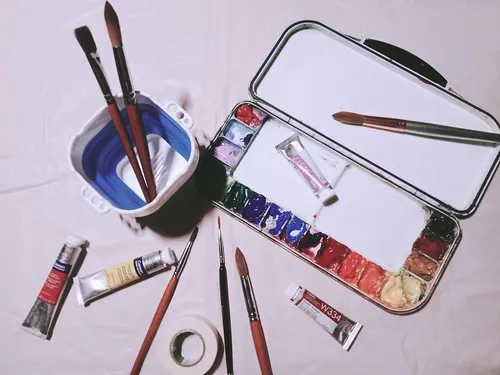 【體驗】一人成團/夢幻星空剪影 水彩畫驗驗/兩張作品/初學者可