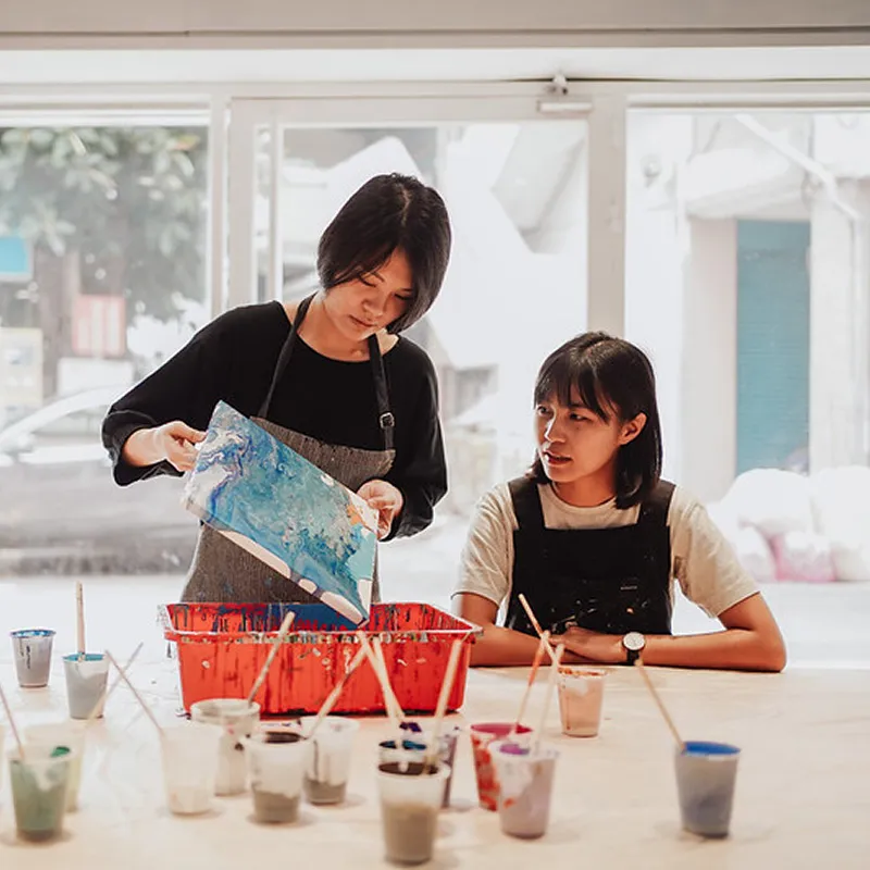 流動畫材料包 /兩幅30公分作品/時鐘DIY/親子活動