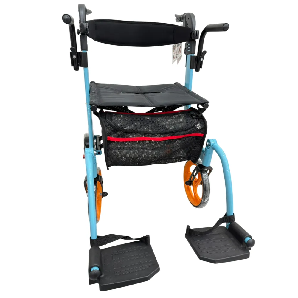 富士康  FZK-3105 鋁製折疊掀腳四輪車 助步車 機械式助行器 輪椅助步車 多功能 兩用 四輪車 帶輪型助步車補助