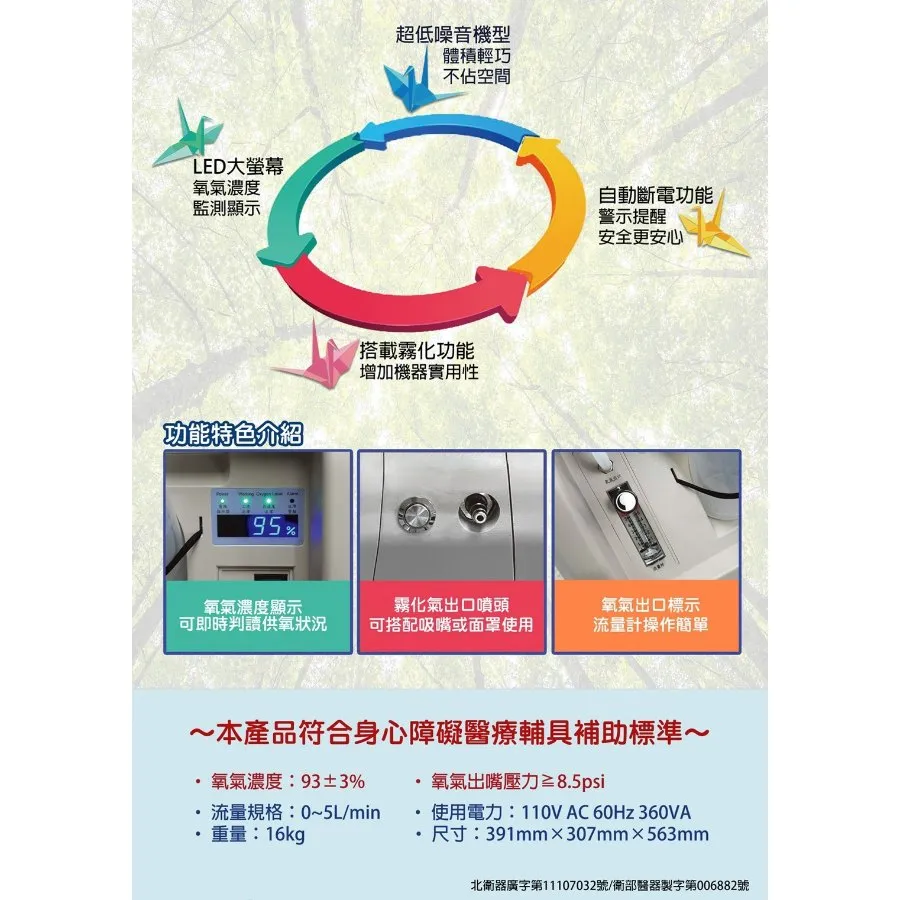 鶴之翼 氧氣製造機 TKS-5S 低噪音 CR-OT-5L 氧氣 製造機 5L 噴霧款 壓縮機 CROT5L