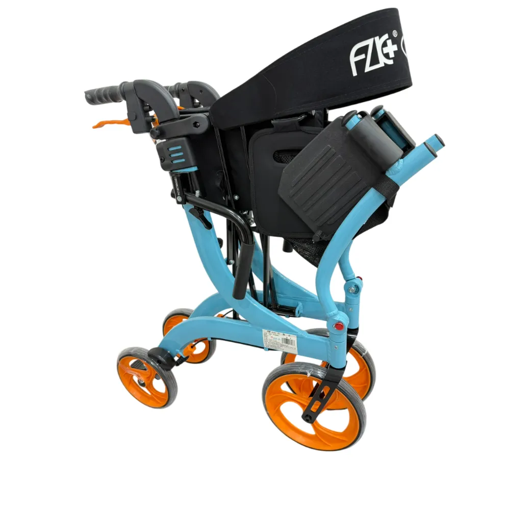 富士康  FZK-3105 鋁製折疊掀腳四輪車 助步車 機械式助行器 輪椅助步車 多功能 兩用 四輪車 帶輪型助步車補助