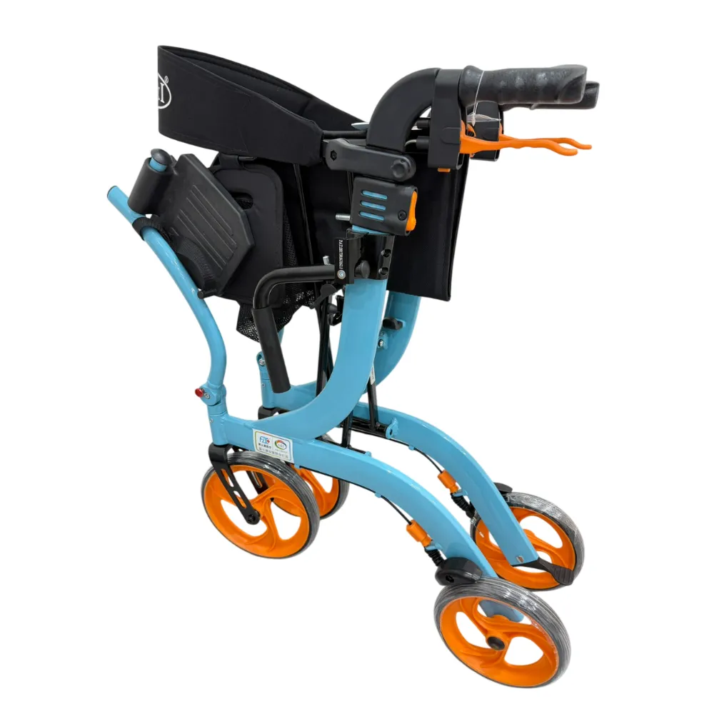 富士康  FZK-3105 鋁製折疊掀腳四輪車 助步車 機械式助行器 輪椅助步車 多功能 兩用 四輪車 帶輪型助步車補助