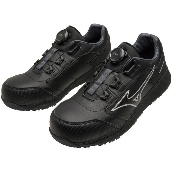 【飆破盤】MIZUNO 美津濃 安全鞋 F1GA247709 黑底黑身灰勾 工作鞋 保護 工程 鞋子