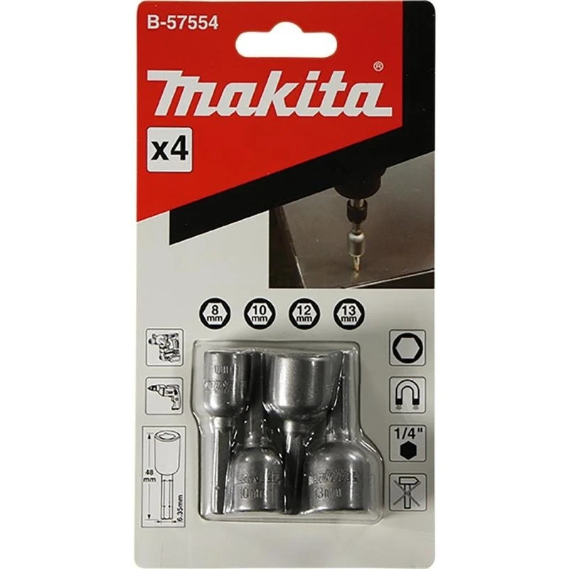 【飆破盤】Makita 牧田 B-57554 六角軸套筒組 8mm  10mm  12mm  13mm 五金 配件Bit