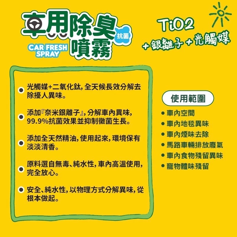 【飆破盤】木易潔 Wooden Clean 車用抗菌除臭噴霧 抗菌 物理性 除臭 銀離子 光觸媒 天然精油 車用噴霧
