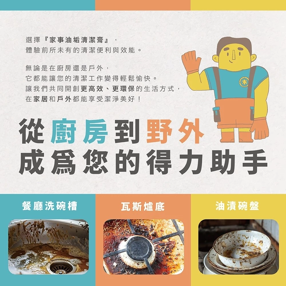【飆破盤】木易潔 Wooden Clean 家事油垢清潔膏 天然 溫和 環保 家庭必備 油垢 油汙 戶外 餐飲業